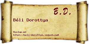 Béli Dorottya névjegykártya