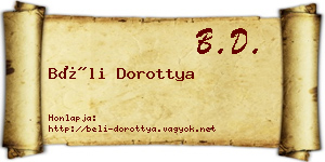 Béli Dorottya névjegykártya